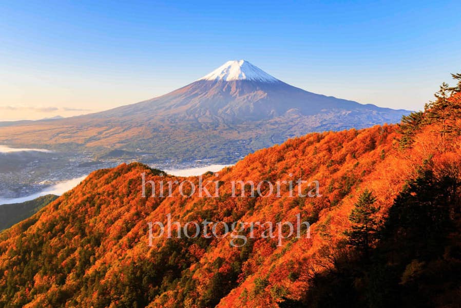 三つ峠の紅葉　富士山
